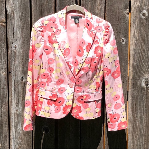 Apostrophe Stretch one button floral blazer size 4 - Picture 1 of 16